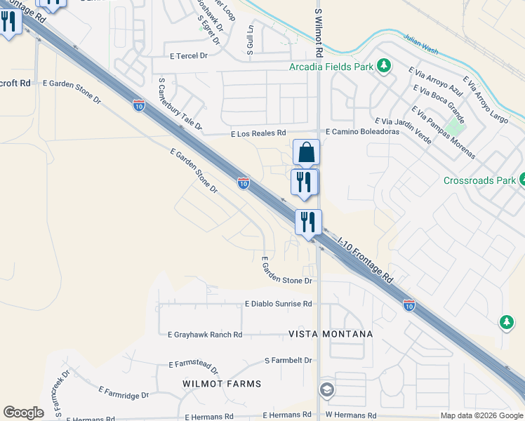 map of restaurants, bars, coffee shops, grocery stores, and more near 6158-6162 Interstate 10 Frontage Road in Tucson