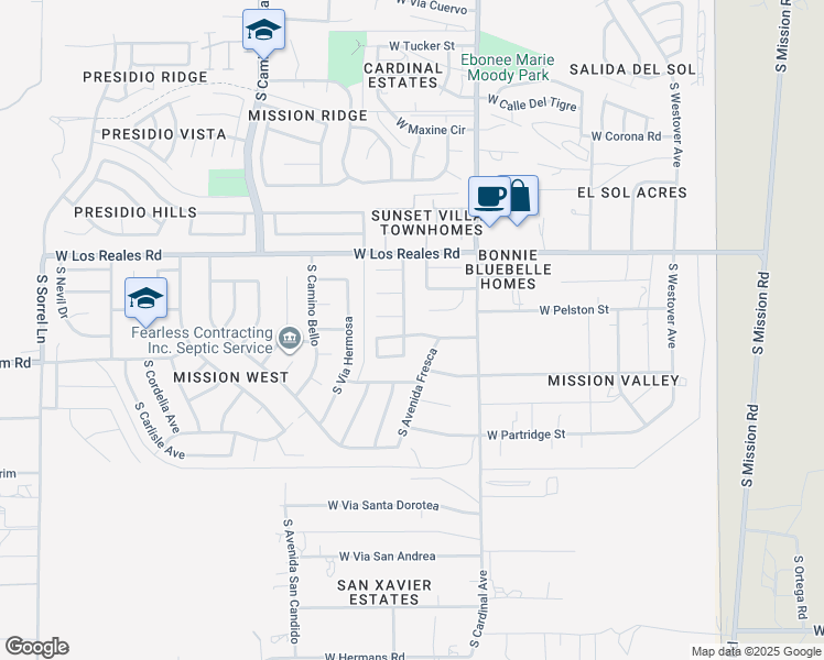 map of restaurants, bars, coffee shops, grocery stores, and more near 3024 West Camino Fresco in Tucson