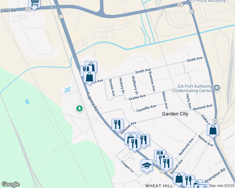 map of restaurants, bars, coffee shops, grocery stores, and more near 148 Azalea Avenue in Garden City