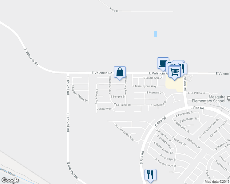 map of restaurants, bars, coffee shops, grocery stores, and more near 8712 Dayspring Court in Tucson