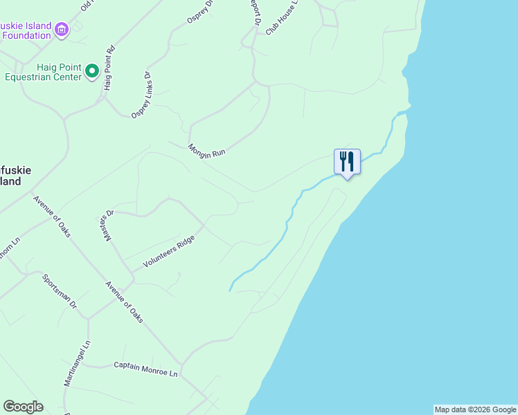 map of restaurants, bars, coffee shops, grocery stores, and more near 8 Freeport Court in Daufuskie Island