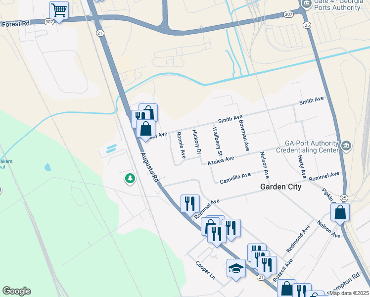 map of restaurants, bars, coffee shops, grocery stores, and more near 148 Azalea Avenue in Garden City
