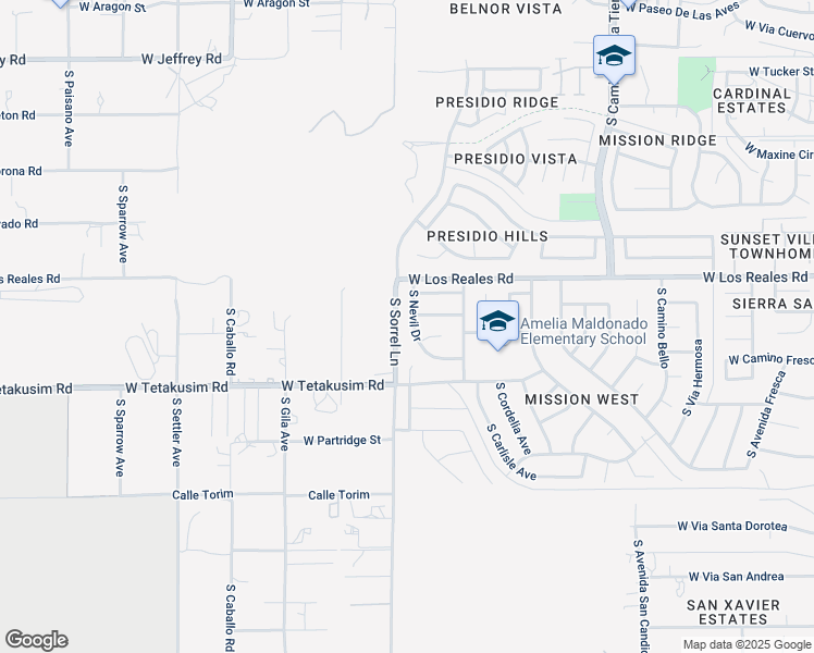 map of restaurants, bars, coffee shops, grocery stores, and more near 7392 South Nevil Drive in Tucson