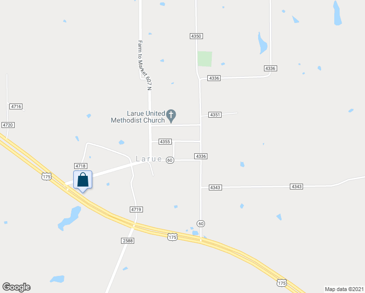 map of restaurants, bars, coffee shops, grocery stores, and more near 11276 County Road 4355 in LaRue