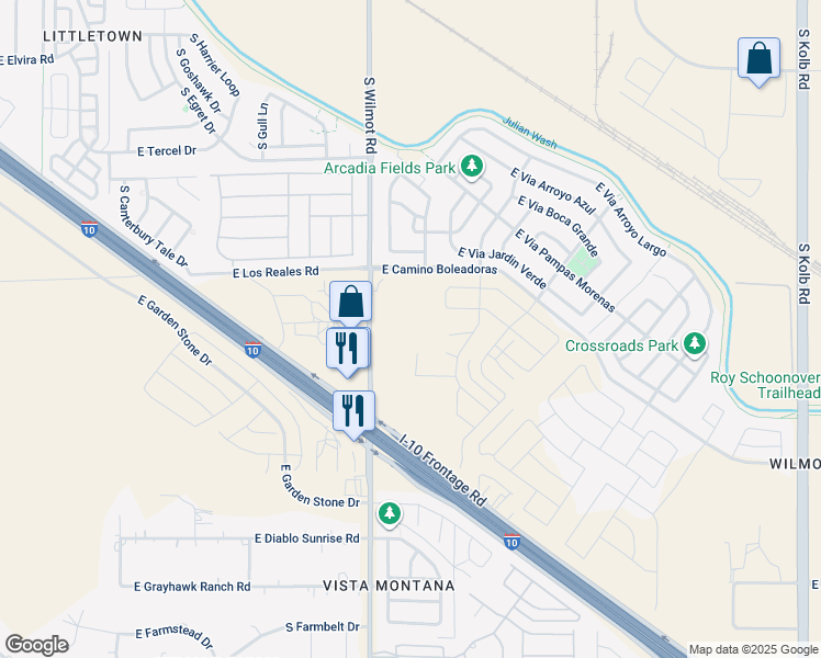 map of restaurants, bars, coffee shops, grocery stores, and more near 7401 S Wilmot Rd in Tucson