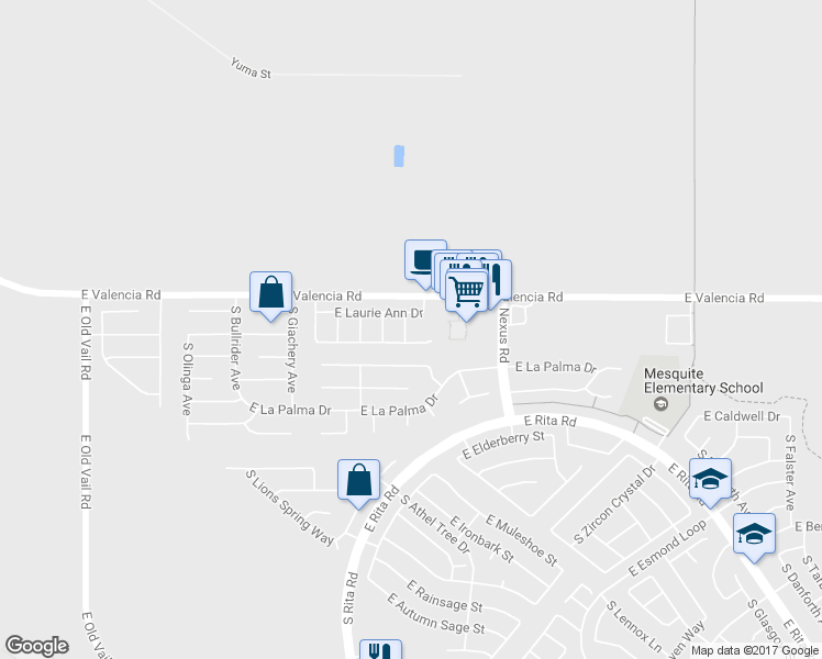 map of restaurants, bars, coffee shops, grocery stores, and more near 7369 Ryen Michaela Avenue in Tucson