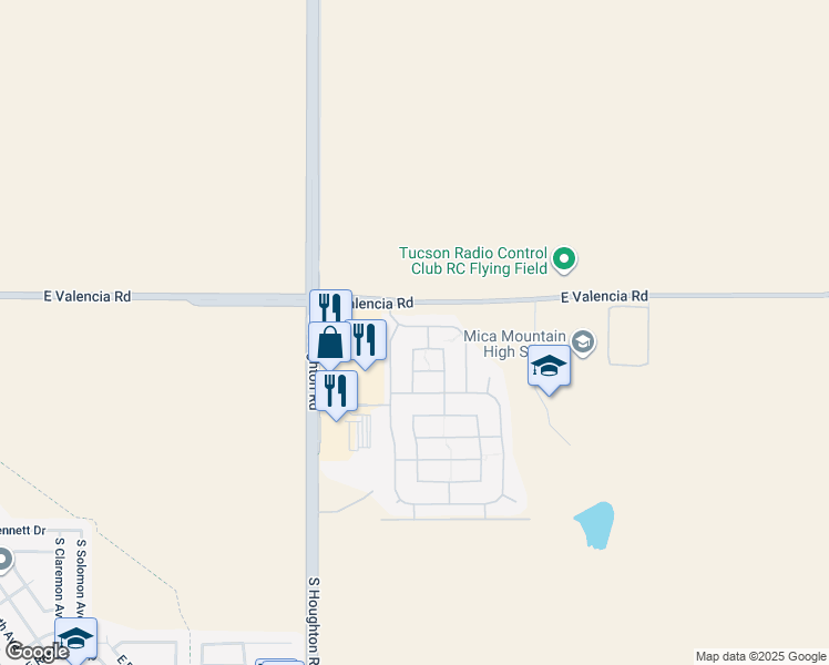 map of restaurants, bars, coffee shops, grocery stores, and more near 10478 East Dusky Willow Drive in Tucson