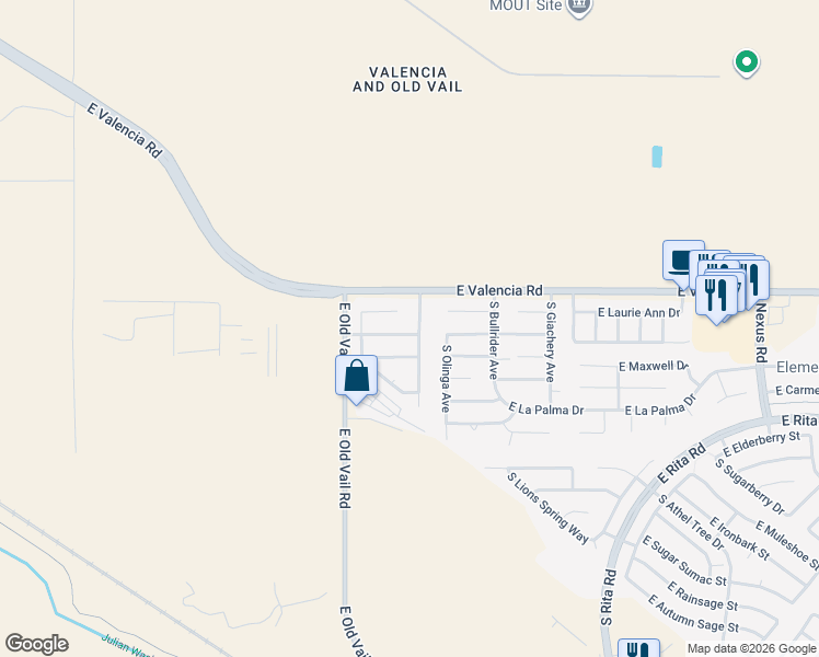 map of restaurants, bars, coffee shops, grocery stores, and more near 8517 East Ramona Madera Lane in Tucson