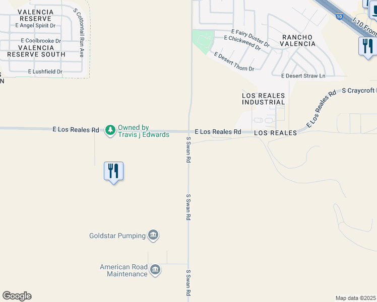 map of restaurants, bars, coffee shops, grocery stores, and more near 7338 South Swan Road in Tucson
