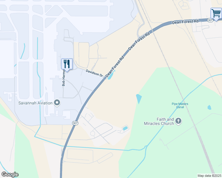 map of restaurants, bars, coffee shops, grocery stores, and more near 2470 Dean Forest Road in Savannah