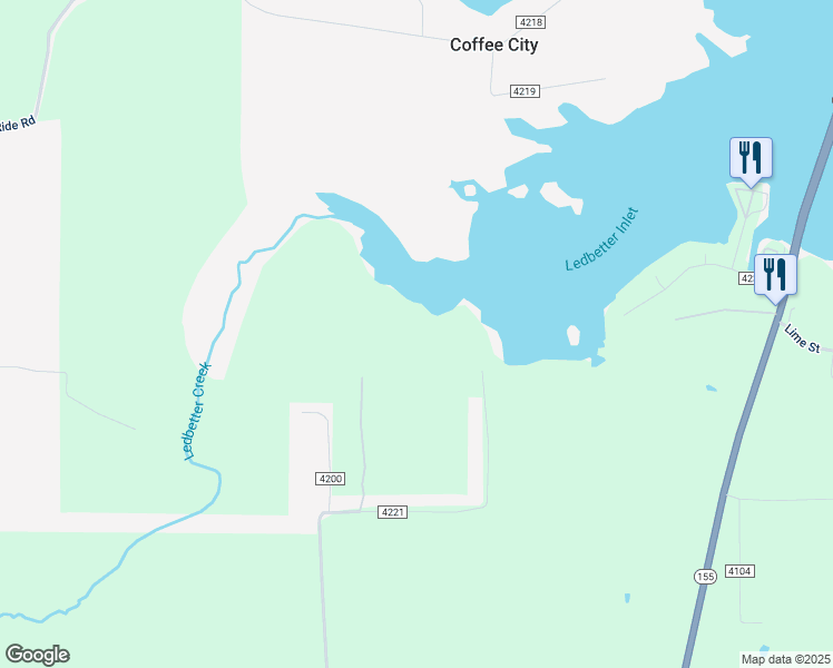 map of restaurants, bars, coffee shops, grocery stores, and more near 9150 County Road 4221 in Frankston