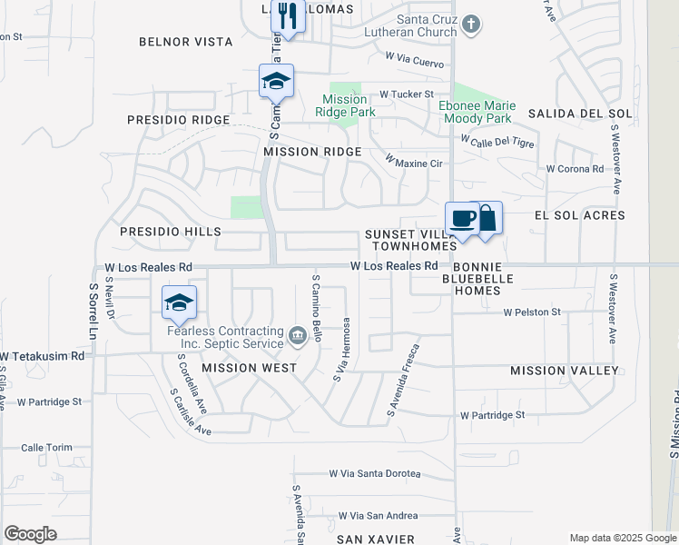 map of restaurants, bars, coffee shops, grocery stores, and more near 3177 Avenida Destino in Tucson