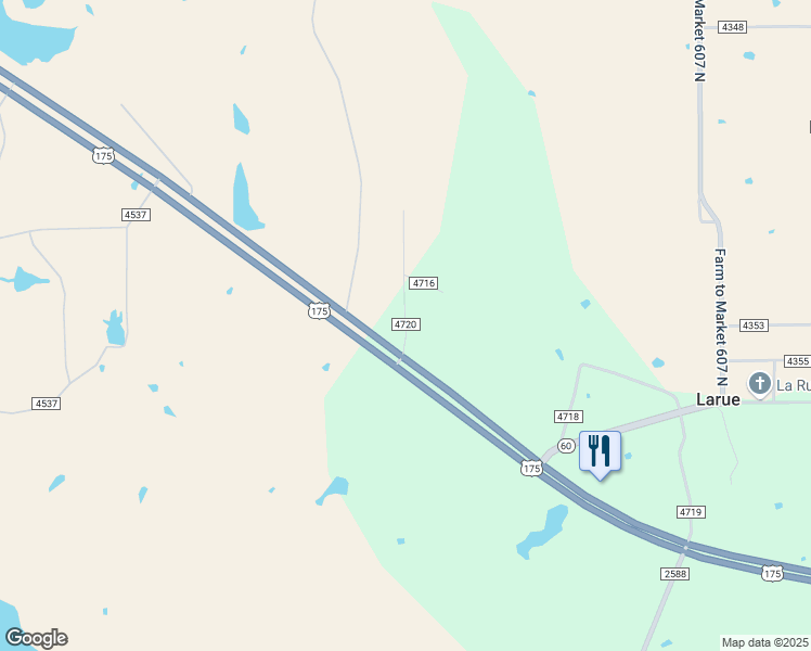 map of restaurants, bars, coffee shops, grocery stores, and more near 9215 County Road 4720 in LaRue