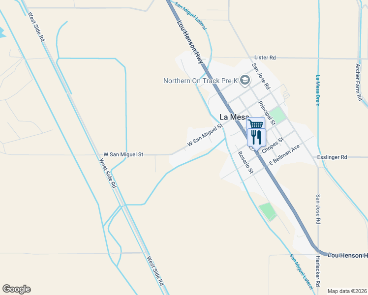 map of restaurants, bars, coffee shops, grocery stores, and more near 331 W San Miguel St in Dona Ana