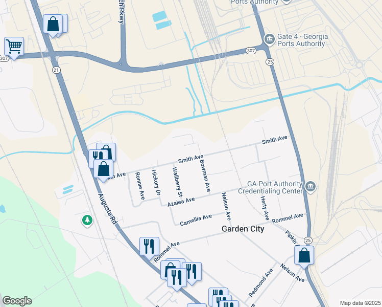 map of restaurants, bars, coffee shops, grocery stores, and more near 102 Smith Avenue in Garden City