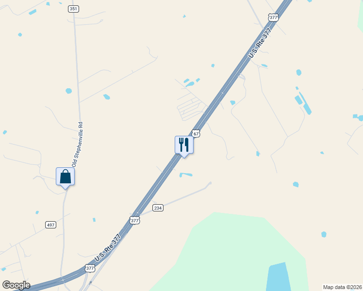 map of restaurants, bars, coffee shops, grocery stores, and more near 17512 U.S. 377 in Dublin