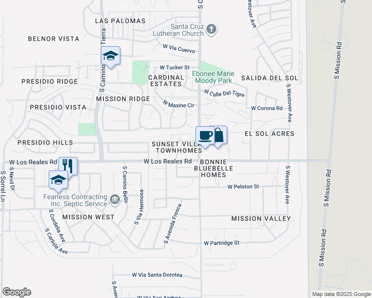 map of restaurants, bars, coffee shops, grocery stores, and more near 2950 Avenida Destino in Tucson