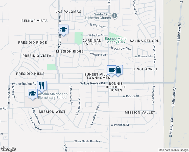 map of restaurants, bars, coffee shops, grocery stores, and more near 7249 South Dooley Drive in Tucson