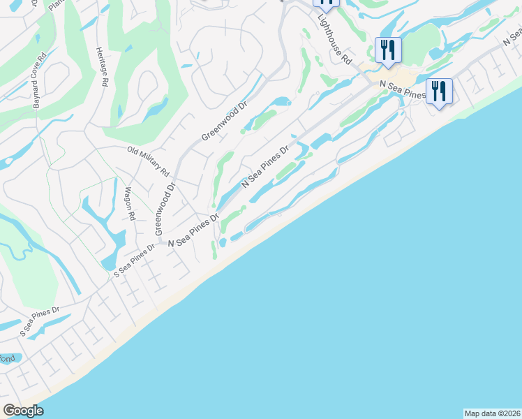 map of restaurants, bars, coffee shops, grocery stores, and more near 26 Beach Lagoon Road in Hilton Head Island