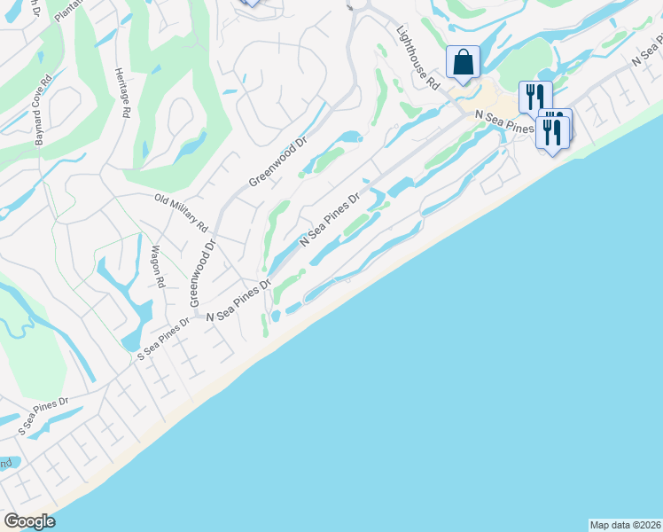 map of restaurants, bars, coffee shops, grocery stores, and more near 26 Beach Lagoon Road in Hilton Head Island