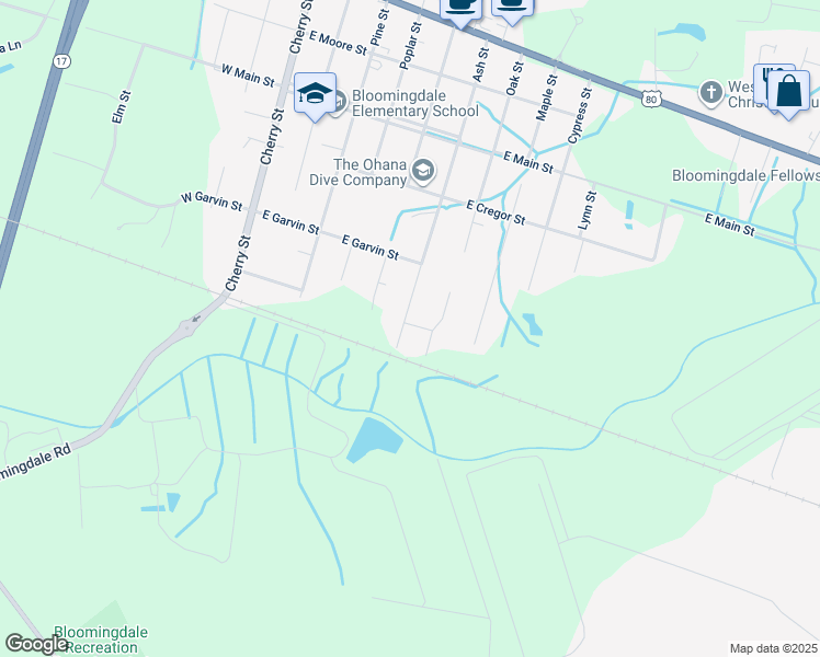 map of restaurants, bars, coffee shops, grocery stores, and more near 520 Ash Street in Bloomingdale