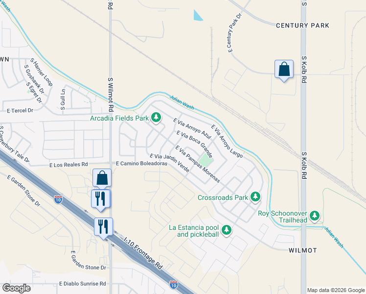 map of restaurants, bars, coffee shops, grocery stores, and more near 6613 East Via Boca Chica in Tucson