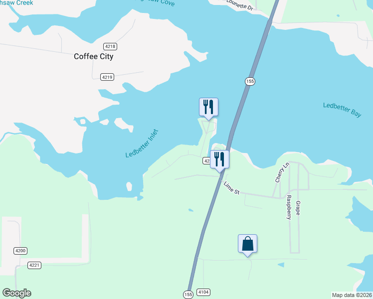 map of restaurants, bars, coffee shops, grocery stores, and more near 8976 Ruby Lane in Henderson County