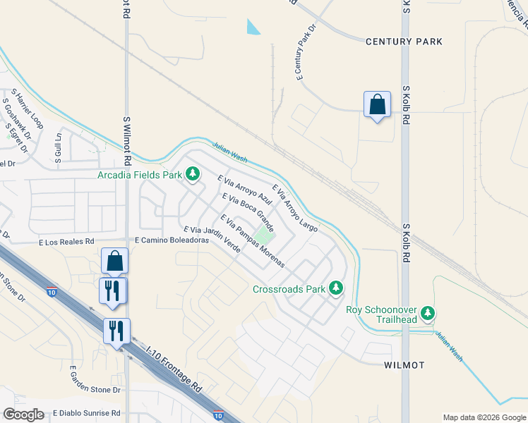 map of restaurants, bars, coffee shops, grocery stores, and more near 6699 East Via Boca Grande in Tucson