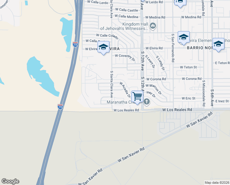 map of restaurants, bars, coffee shops, grocery stores, and more near 804 West Oahu Circle in Tucson