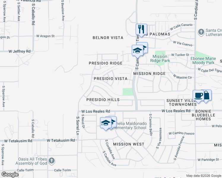 map of restaurants, bars, coffee shops, grocery stores, and more near 7124 South Placita ATOYAC in Tucson