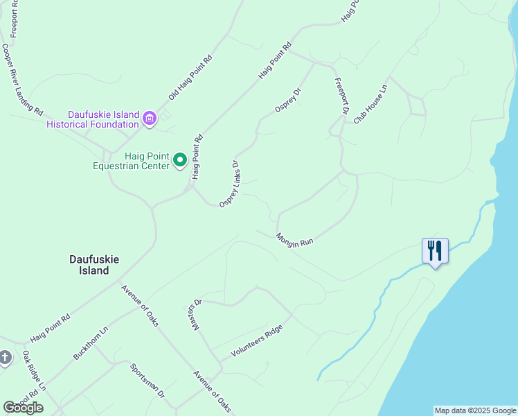 map of restaurants, bars, coffee shops, grocery stores, and more near 4 Maggie Path in Daufuskie Island