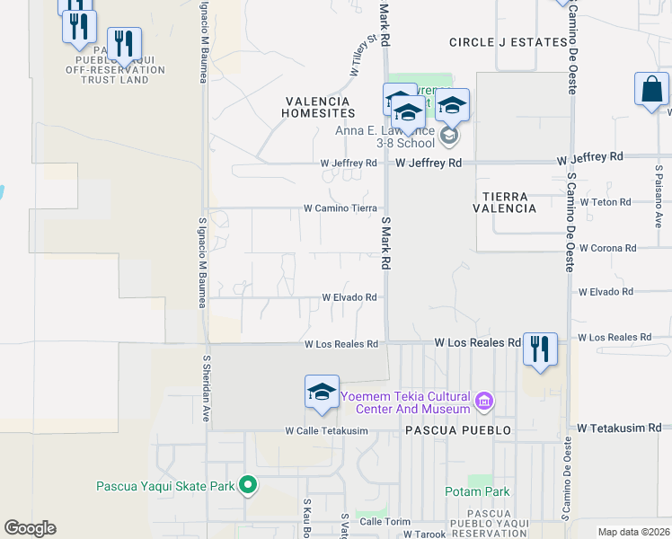 map of restaurants, bars, coffee shops, grocery stores, and more near 5075 West Corona Road in Tucson