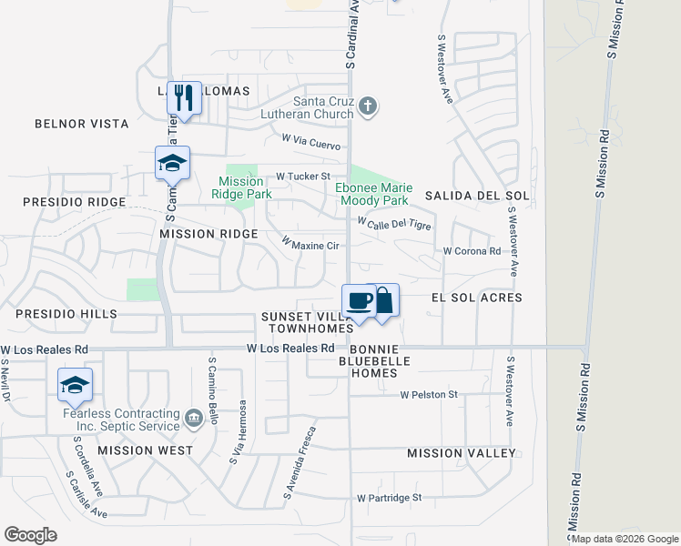 map of restaurants, bars, coffee shops, grocery stores, and more near 2951 West Avenida De Las Flores in Tucson