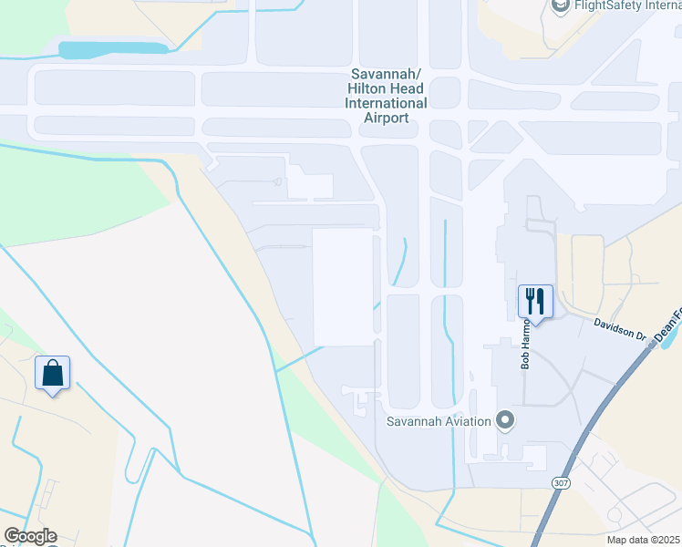 map of restaurants, bars, coffee shops, grocery stores, and more near 400 Airways Avenue in Savannah