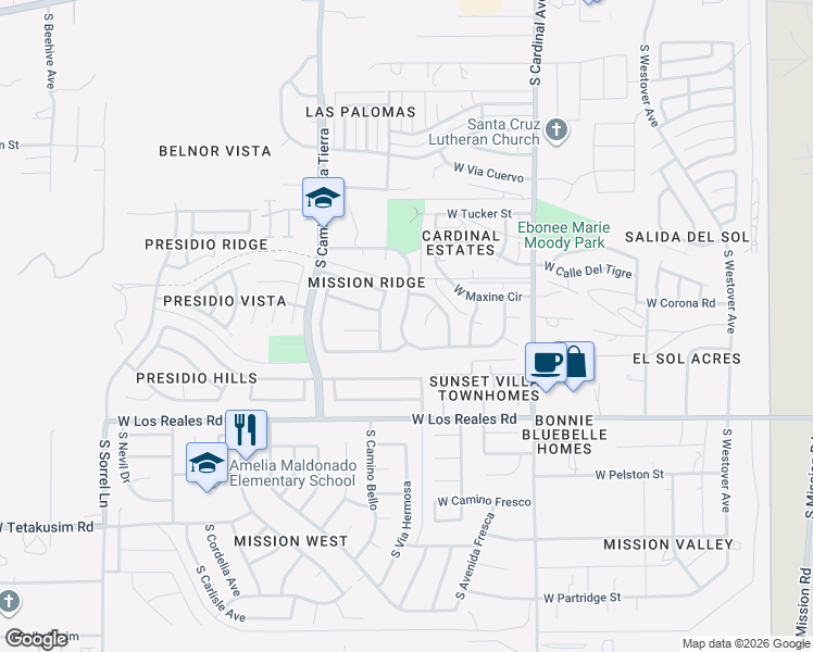 map of restaurants, bars, coffee shops, grocery stores, and more near 3137 West Avenida Isabel in Tucson