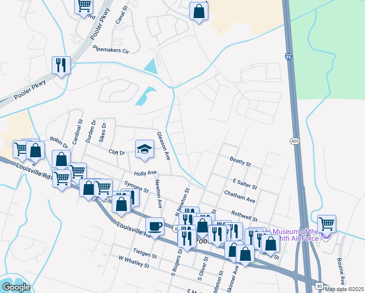 map of restaurants, bars, coffee shops, grocery stores, and more near 323 Benton Drive in Pooler