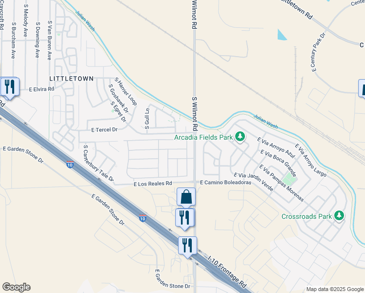 map of restaurants, bars, coffee shops, grocery stores, and more near 6255 East Rough Rock Drive in Tucson