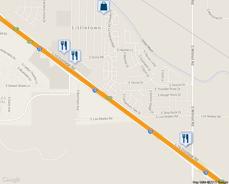 map of restaurants, bars, coffee shops, grocery stores, and more near 7163 South Vuelta SILUETA in Tucson