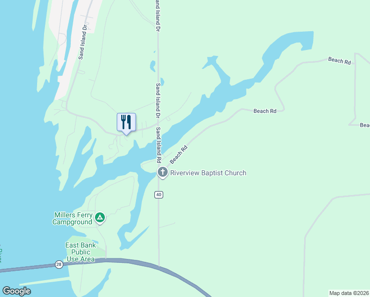 map of restaurants, bars, coffee shops, grocery stores, and more near 435 Beach Road in Camden