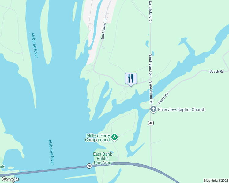 map of restaurants, bars, coffee shops, grocery stores, and more near 177 Sand Island Drive in Camden