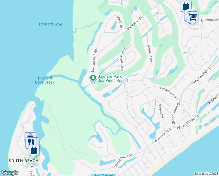 map of restaurants, bars, coffee shops, grocery stores, and more near 14 Baynard Park Road in Hilton Head Island
