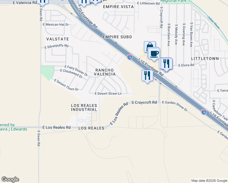 map of restaurants, bars, coffee shops, grocery stores, and more near 7047 South Red Maids Drive in Tucson