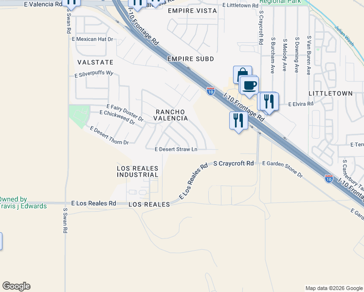 map of restaurants, bars, coffee shops, grocery stores, and more near 7047 South Red Maids Drive in Tucson