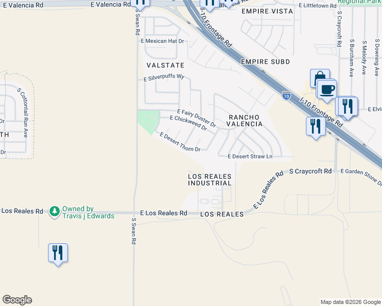 map of restaurants, bars, coffee shops, grocery stores, and more near 7055 South Sweetbush Avenue in Tucson