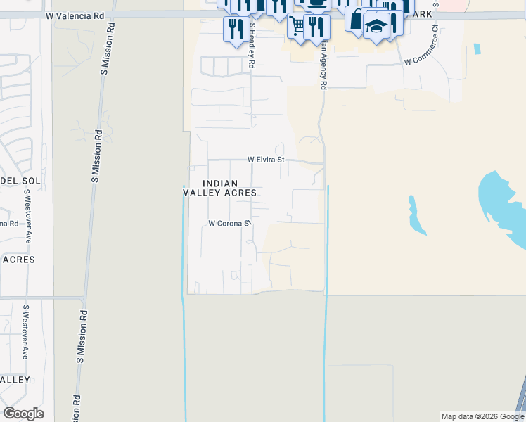 map of restaurants, bars, coffee shops, grocery stores, and more near 7001 South Headley Avenue in Tucson