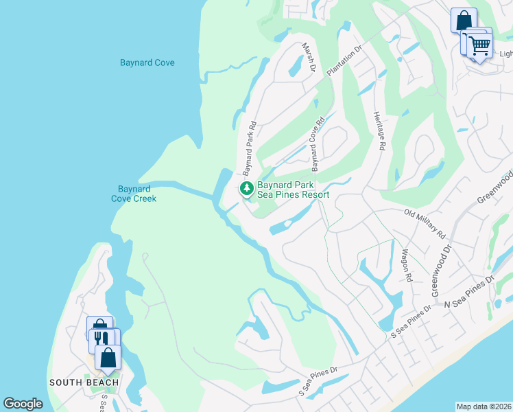 map of restaurants, bars, coffee shops, grocery stores, and more near 28 Baynard Park Road in Hilton Head Island