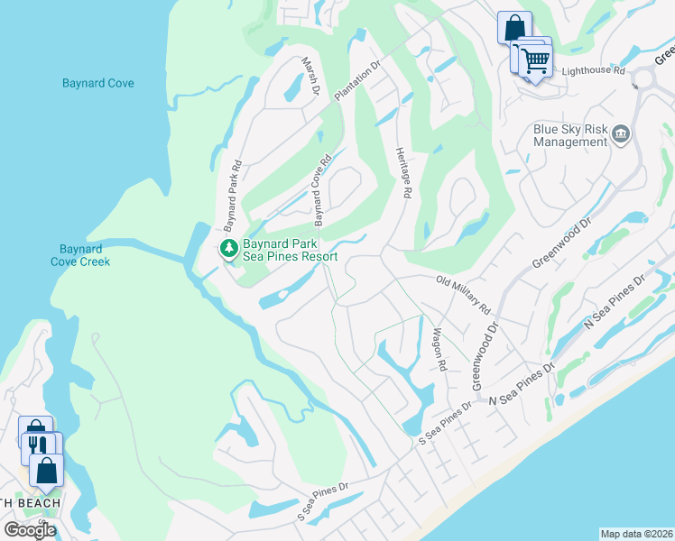 map of restaurants, bars, coffee shops, grocery stores, and more near 12 Heritage Ct in Hilton Head Island