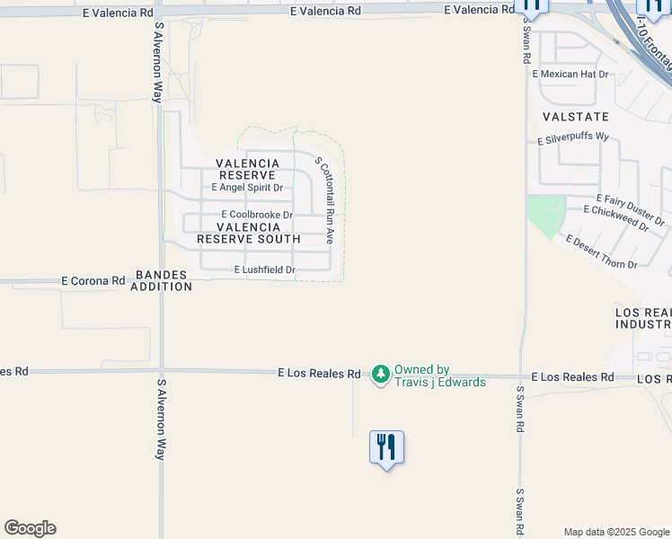 map of restaurants, bars, coffee shops, grocery stores, and more near 7071 South Cottontail Run Avenue in Tucson