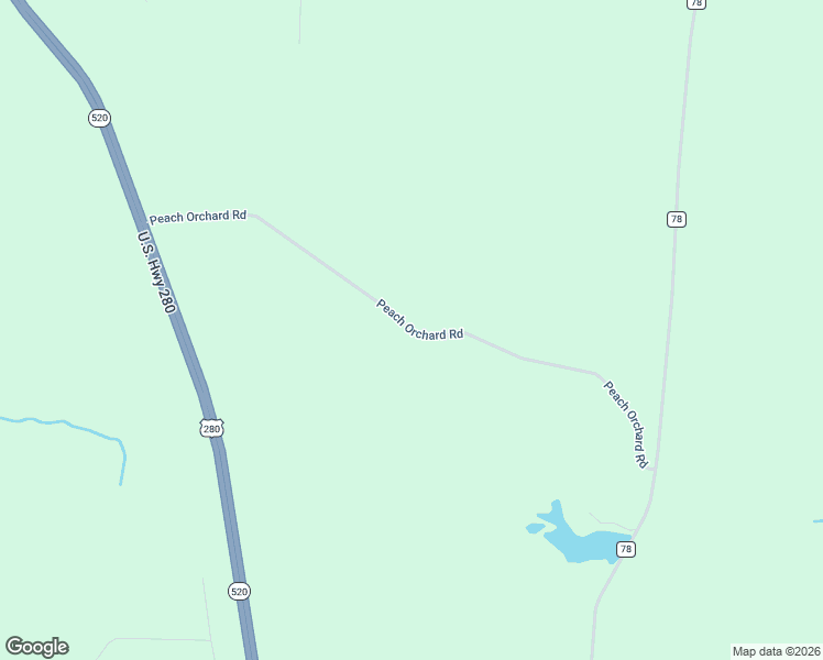 map of restaurants, bars, coffee shops, grocery stores, and more near Peach Orchard Road in Stewart County