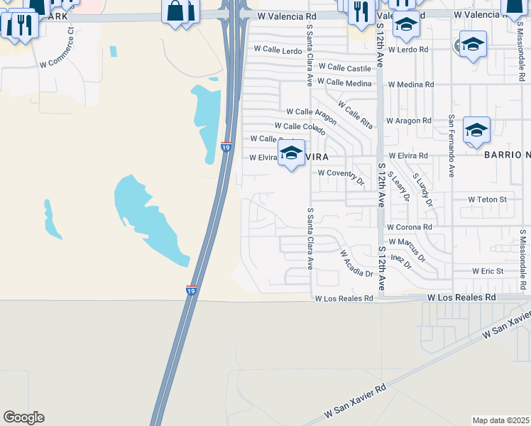 map of restaurants, bars, coffee shops, grocery stores, and more near 922 West Oahu Place in Tucson